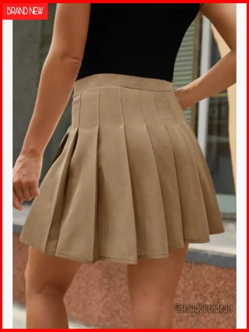 Pleated Tennis Skirt with Built-In Shorts High Waist Stretchy Mini